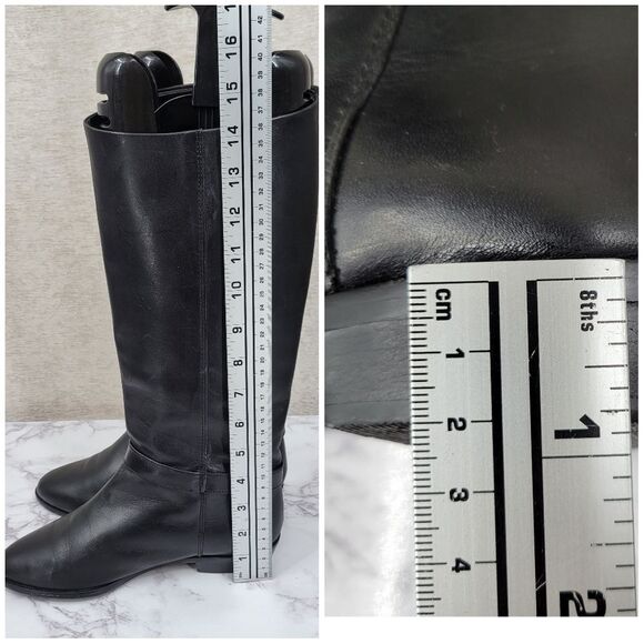 Etienne Aigner Shelby Black Leather Riding Boots Knee-High - Picture 12 of 12
